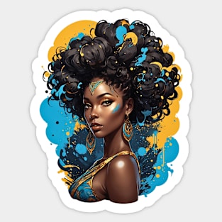 Black Woman Hip Hop splash art retro design Sticker